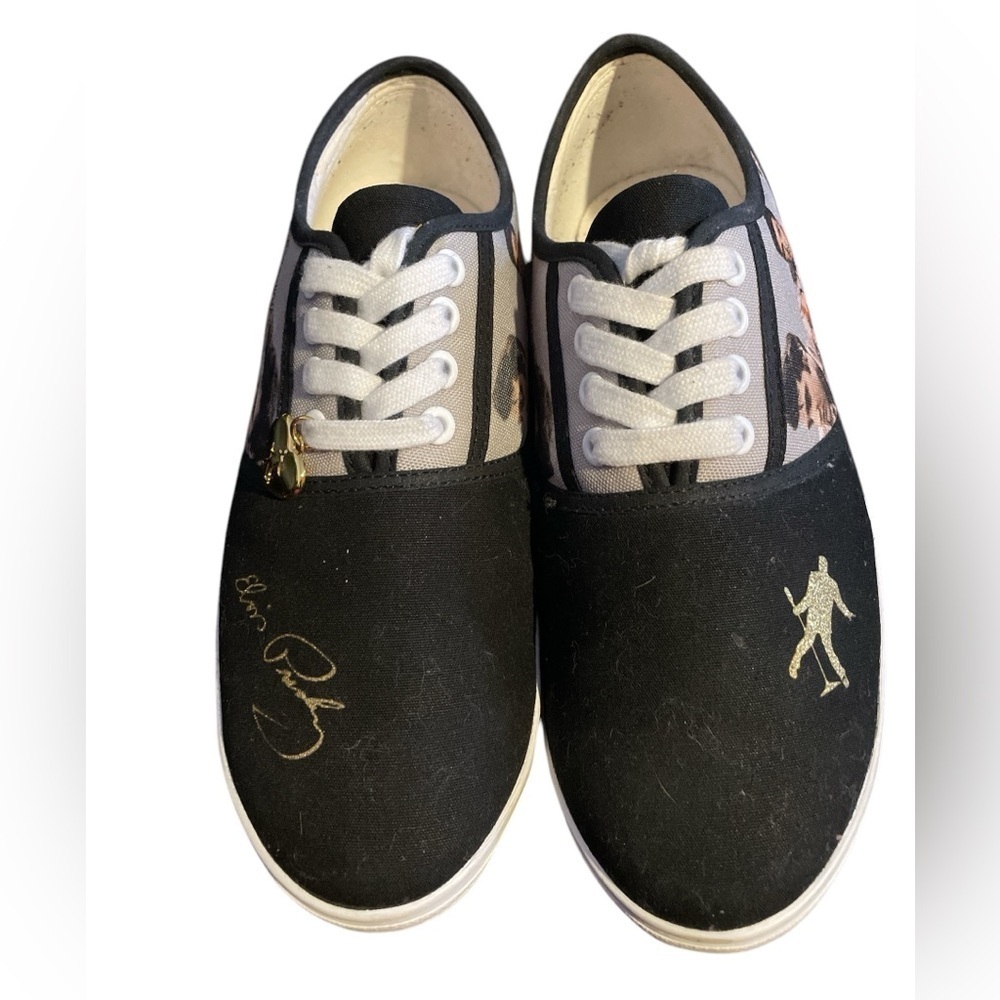 Elvis Presley Bradford Exchange Women's Black Canvas Sneakers - Picture 3 of 4